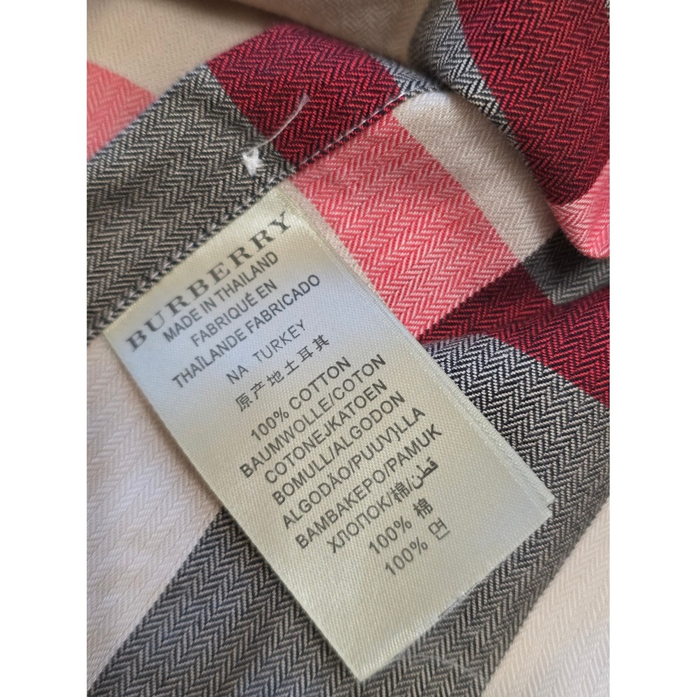 Burberry BRIT women's Large (USA S-M) Beige Black Pink Plaid Button-Down Shirt - Picture 11 of 11